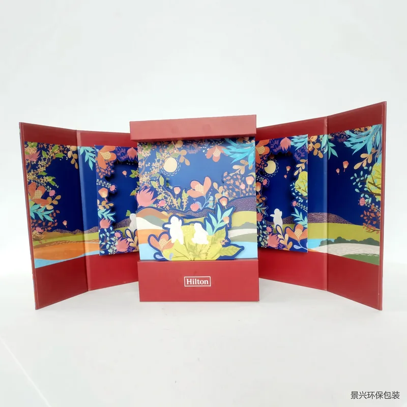 Folding gift box, printed interior
