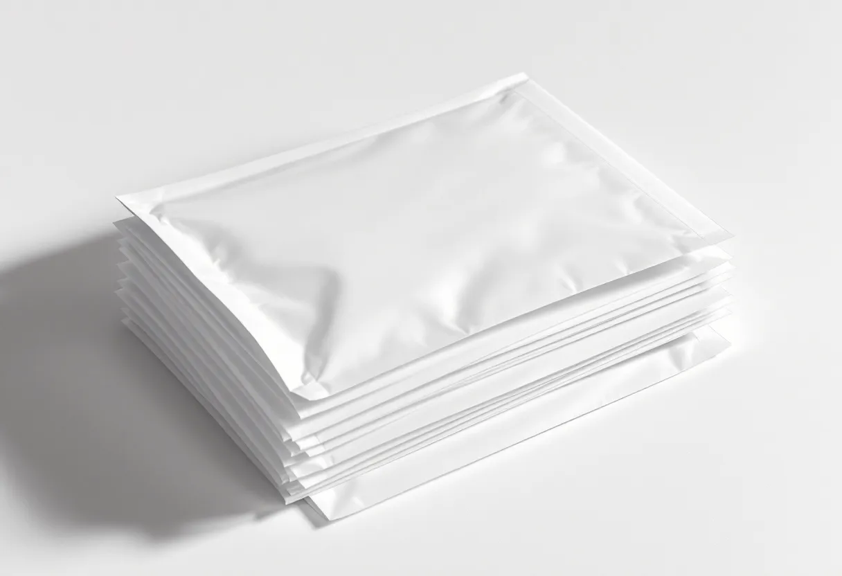 Stack of white PE/PO courier mailers